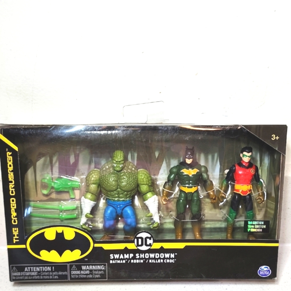 DC Swamp Showdown Action Figure Set - Batman, Robin, Killer Croc 1st Edition